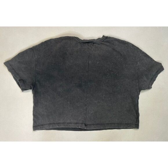 ZARA Crop My Love Graphic T-shirt Women Small Black Acid Wash - Picture 3 of 5